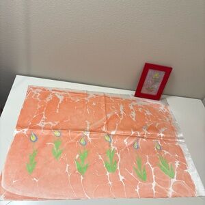 Handmade Turkish Ebru (Water Marbling) Art on Satin Fabric,29x20in,NewWithoutTag